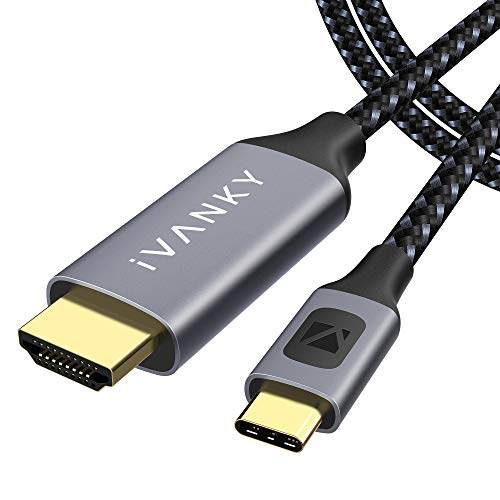 iVANKY Cable USB C a HDMI 2 Metros, Cable Tipo C 3.1 a HDMI 4K@60Hz para MacBook 2018/2017, Macbook Air 2018, iPad Pro 2018, Samsung Galaxy S10/S10E/S9/S9+/Note 8, Huawei P30 Pro/P20