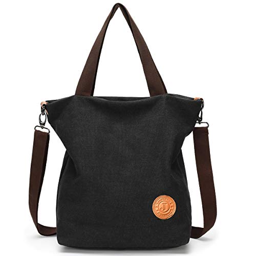 JANSBEN Bolsos Mujer,Bolsos Bandolera de Lona Casual Bolso de Hombro Grandes Mensajero Bolsa Shopper Tote Escuela