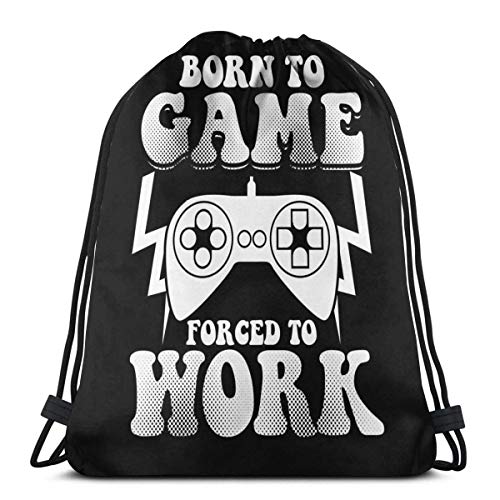 Jard-Baby Funny Video Gamer Born to Game Forced to Work Sport Sackpack Mochila con cordón Saco de Bolsa de Gimnasio