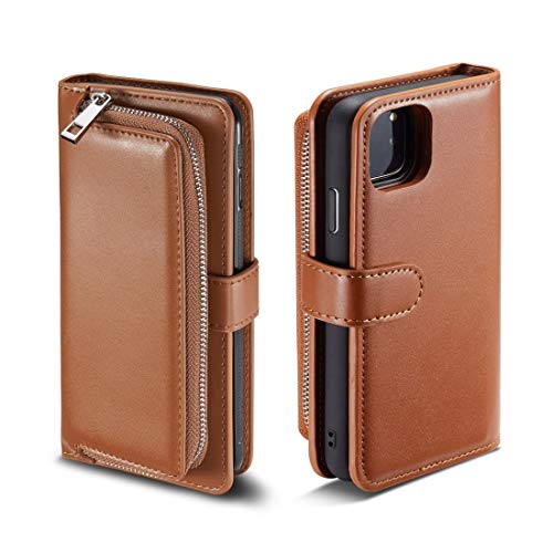 JIANWU CAS de couverture, for iPhone 11 Pro MAX Plain Plain String Horizontal Flip Funda de Cuero con Ranuras de Tarjetas y función de Billetera (Color : Brown)