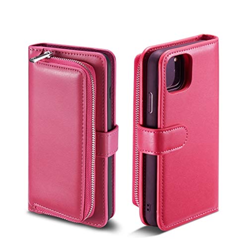 JIANWU CAS de couverture, for iPhone 11 Pro MAX Plain Plain String Horizontal Flip Funda de Cuero con Ranuras de Tarjetas y función de Billetera (Color : Rose Red)