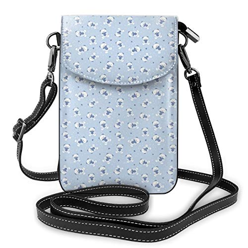Jiger Women Small Cell Phone Purse Crossbody,Teddy Bears Hearts Love Themed Illustration Cartoon Toy Pattern Dotted Background