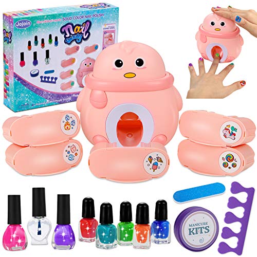 Jojoin Juguete Estampador de Uñas , Set de Maquillaje para Niñas, Kit de Juguete de Máquina de Impresión para Uñas, Pintauñas Niñas con 5 Patrones y 7 Esmaltes de Uñas, Maquillaje Uñas Niñas