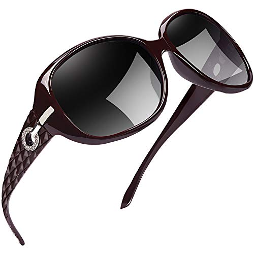 Joopin Gafas de Sol Mujer Polarizadas de Moda Protección UV400 de Gran Tamaño Gafas de Sol Señoras (Vino tinto)