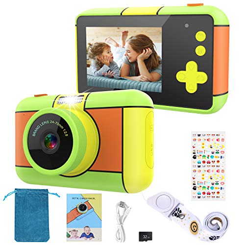 joylink Cámara para Niños, 2,4 Inch Pantalla Cámara de Fotos para Niños Cámara Selfie de 16MP 1080P HD Video Cámara Digital para Niños con Tarjeta TF de 32GB (Verde)