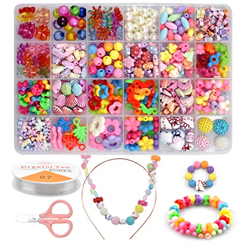 Juguete de Cuentas de Niños 540pcs Kits de Abalorios para Manualidades Cuentas para Collares Bolas/Perlas/Abalorios/Bolitas para Hacer Pulseras Juegos para Crear Joyas Regalo Niña 4 5 6 7 años