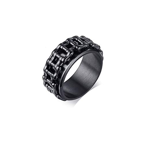 Kustom Factory - Anillo para hombre, cadena de moto, color negro 11