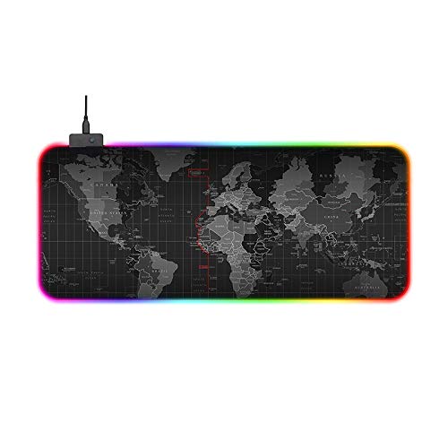 LaLa POP Luminosa Extended Gaming Mouse Pad - Portátil Escritorio Amplio Pad - Base De Goma Antideslizante Resistente Al Agua, Mapa del Mundo, El Ratón del Juego del Cojín del Cojín del Teclado.