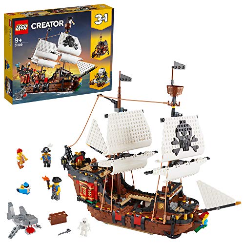 LEGO Creator Vehicles Creator 3en1 Barco Pirata, Set de Juego Posada e Isla Calavera, multicolor (Lego ES 31109)