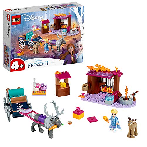 LEGO Disney Princess - Aventura en Carreta de Elsa, Juguete de Construcción del Carruaje de Frozen 2, Incluye Minifiguras de 2 ciervos (41166)