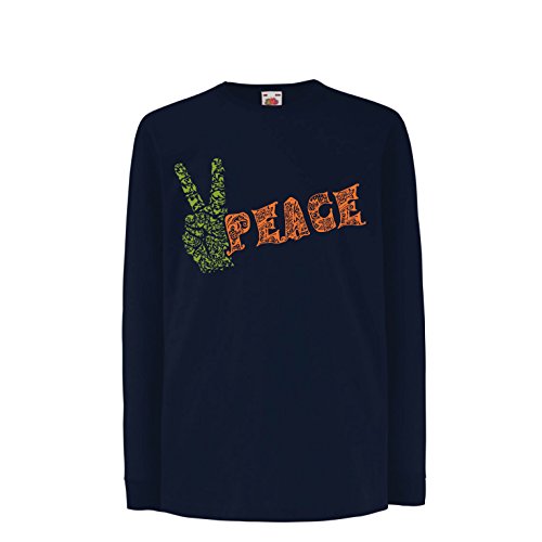 lepni.me Camiseta para Niño/Niña Símbolo de la Paz, Festival de la Hippie de los años 60 y 70, Signo de la Paz (9-11 Years Azul Multicolor)
