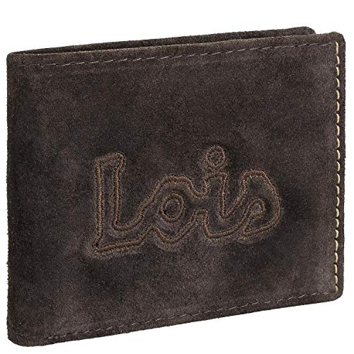 Lois - Cartera para Hombre de Cuero al Agua. Billetero Porta Monedas Horizontal. Tarjetas Billetes dni. protección RFID. Caja para cómoda y Ligera. 201211, Color Marron