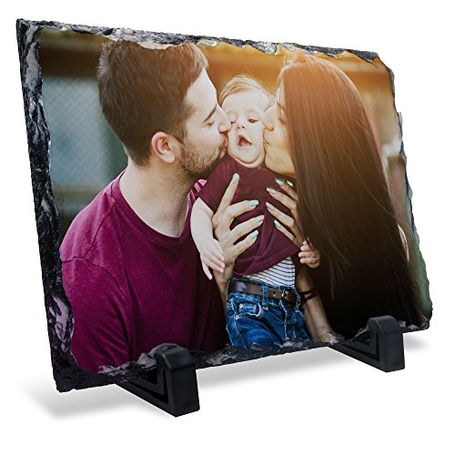 LolaPix Portafotos Rectangular Personalizado. Regalos Personalizados con Foto. Soporte de Fotos. Varios Tamaños y Formas. Fotopiedra Rectangular 10x15cm