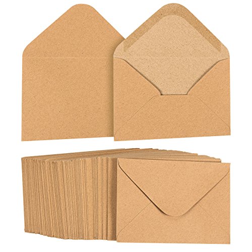 Lot de 100 Kraft Brun Sac à provisions papier A1 enveloppes pour 3 x 5 cartes de vœux et d'invitation annonces – Value Pack carré Rabat enveloppes – 3 5/8 x 5 1/20,3 cm – 100 graines