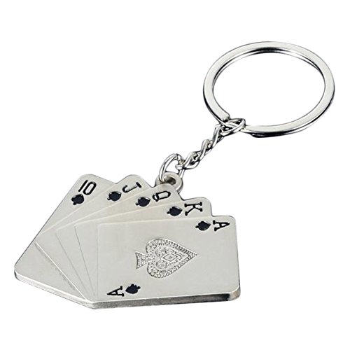 Lumanuby 1 x Tarjetas de Poker Hombre Llavero Metal Auto Keychain con Póquer Colgante Regalo Creativo para Póquer Club de Miembros, Llavero Serie Size 9 * 3.0 cm