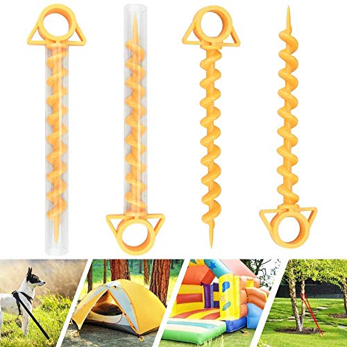 LYTIVAGEN Tent Pegs Ground Anchor Camping Stakes Dog Screw Orange PC Plastic Tent Peg 9 pulgadas - Small