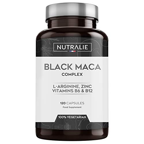 Maca negra andina con l-arginina, zinc y vitaminas b6 b12 | 120 cápsulas vegetales de maca | Black Maca Complex Nutralie