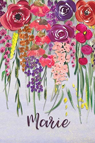 Marie: Personalized Lined Journal - Colorful Floral Waterfall (Customized Name Gifts)