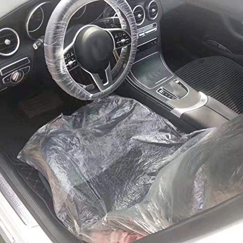 Mayco Bell - Fundas de plástico Desechables para Volante de Coche, Funda de Asiento, Funda de protección de Freno de Mano o Engranajes, Almohadillas para pies para SUV, camión, Jeep, 32 Unidades(2)