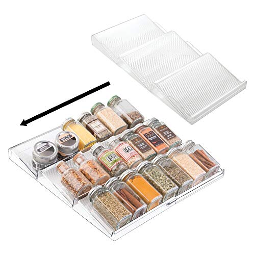 mDesign Juego de 2 estanterías para Botes de Especias Especial para cajón – práctico Accesorio de Cocina para organizar Especias – Especiero con 3 Niveles – Color: Transparente