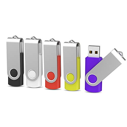 Memorias USB 16GB 2.0 Pendrives 5 Piezas KOOTION Flash Drive 16 Giga Pen Drives Memory USB Stick Pack 5 Unidades Pen USB, Negro, Blanco, Rojo, Amarillo, Púrpura