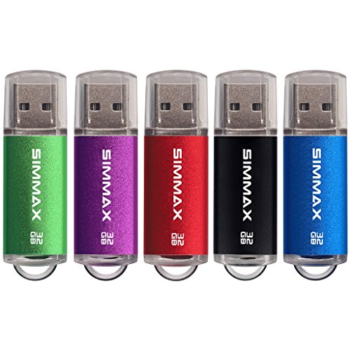Memorias USB 5 Piezas 32GB USB 2.0 Stick Flash Drive Pendrives Almacenamiento Datos por SIMMAX (32GB Verde Púrpura Rojo Negro Azul)