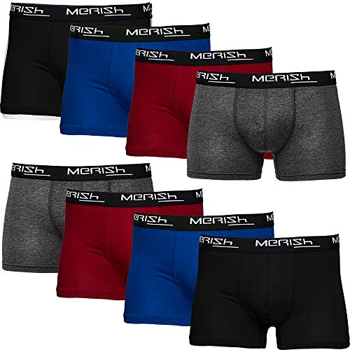 MERISH Juego de 8 calzoncillos Boxer para hombre, ropa interior para hombre, pantalones cortos, estilo retro, 216C Multicolor 216f - Set de 8 unidades, multicolor XL