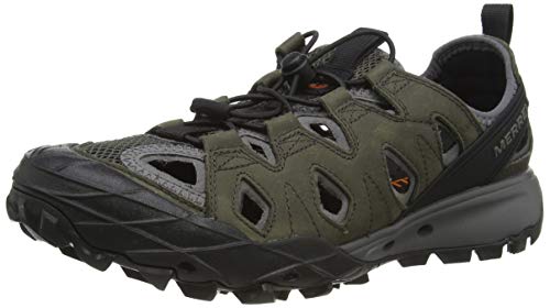 Merrell Choprock Leather Shandal, Zapatillas Impermeables para Hombre, Gris Grey, 43 EU