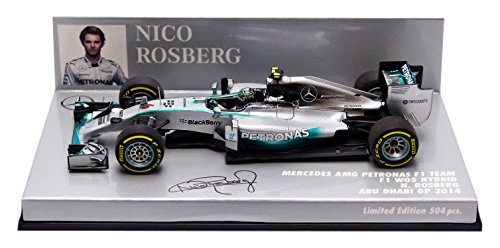 Minichamps 1:43 Escala 2014 Mercedes AMG Petronas F1 Team W05 Nico Rosberg GP de Abu Dhabi Coche (Plata)