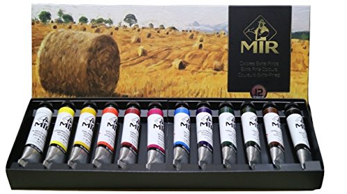 MIR Pack OLEOS Set con 12 Tubos de Pintura al óleo Campos. Gama de 12 Colores. Tubos de 20ml.