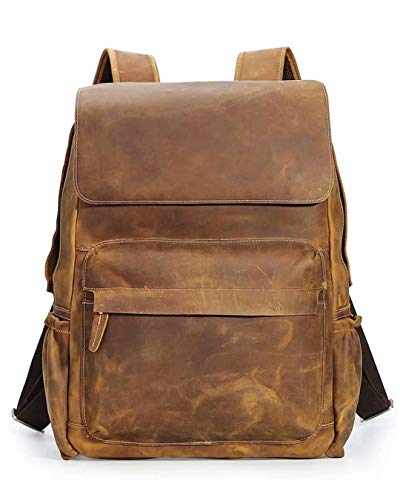 Mochila de cuero de cuero de vaca para hombre de Vints, para computadora de computadora portátil de 15.6 pulgadas, bolso de mano de gran capacidad Weekender Tote Daypacks