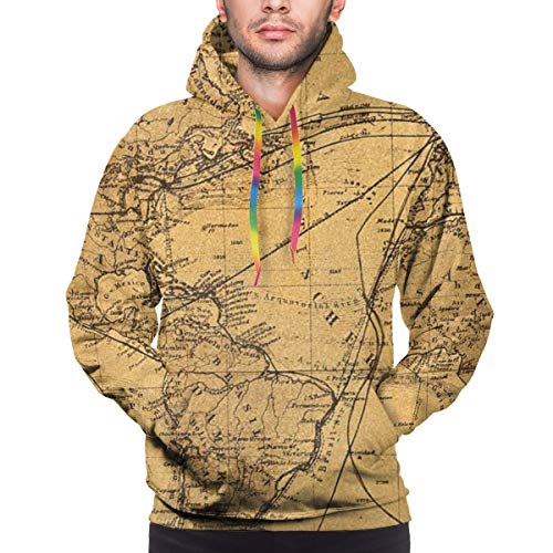 Moshow Sudadera con Capucha para Hombre Old Map of The World Stock Photo Sudadera XXL