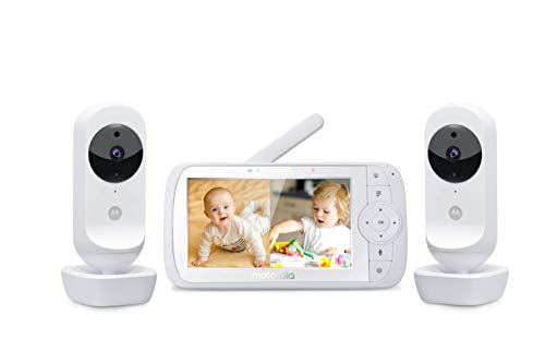 Motorola Ease 35-2 - Babyphone con 2 cámaras - Video Baby Monitor de 5.0 pulgadas Pantalla HD - Pantalla dividida - Visión nocturna, comunicación bidireccional, nanas, zoom, temperatura ambiente