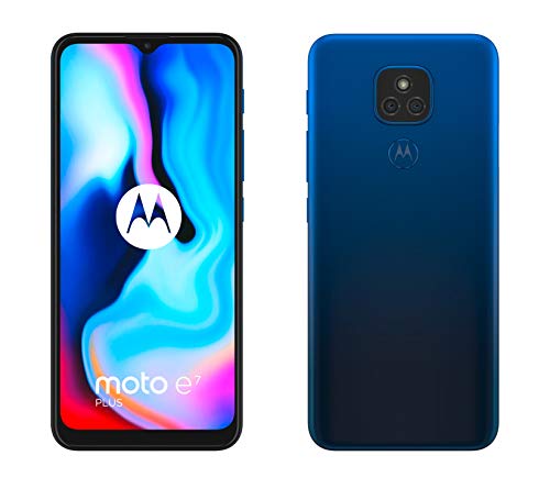 Motorola Moto E7 Plus - 6.5" Max Vision HD+, Qualcomm Snapdragon 460, 48MP sistema de doble cámara, 5000 mAH de batería, Dual SIM, 4/64GB, Android 10 - Color Azul