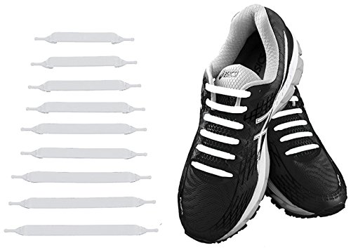 Mr.Ho Elastische Silikon Schnürsenkel No Tie für Kinder Frau Homer Erwachsene Wasserdichte Silikon flache Sportlauf Sneaker Stiefel Brettschuhe und Freizeitschuhe, Unisex , 20 Stücke (White)