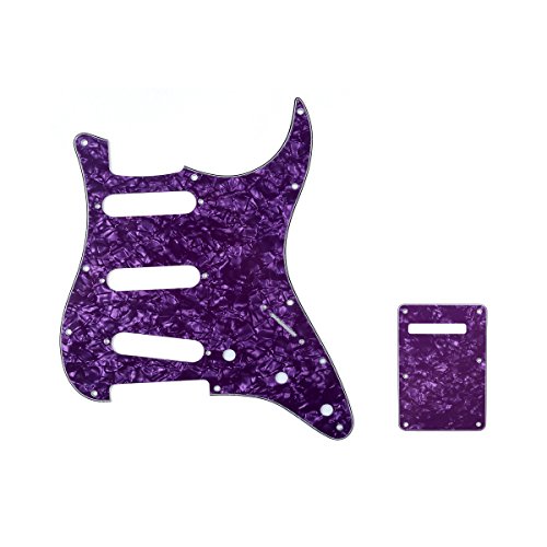 Musiclily SSS Set de Pickguard Golpeador y Placa Trasera Strat para Fender American/México Standard Stratocaster Estilo Moderno, 4 capas Purple Pearl