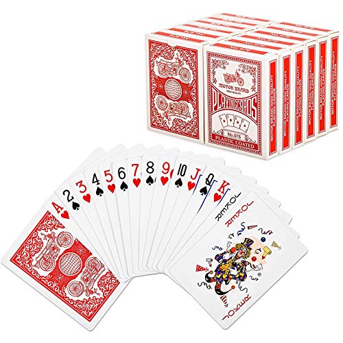 Naipes, Índice Estándar De Tamaño De Póquer, 12 Barajas De Cartas, Adecuado para Todo Tipo De Juegos De Cartas,Rojo