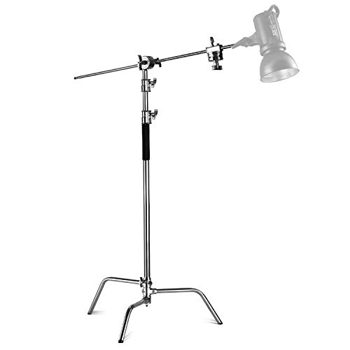 Neewer Pro Ajustable - Soporte de Reflector 100% Metal, Altura Máxima 305 Centímetros con Sostenedor de 120 Centímetros y 2 Piezas de Cabeza de Agarre para Reflector Estudio , Monoluz y Otros Equipos