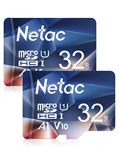 Netac Tarjeta de Memoria de 32GB, Tarjeta Memoria microSDXC(A1, U1, C10, V10, FHD, 600X) UHS-I Velocidad de Lectura hasta 90 MB/s, Tarjeta TF para Móvil, Cámara Deportiva, Switch, Gopro(2 Packs)