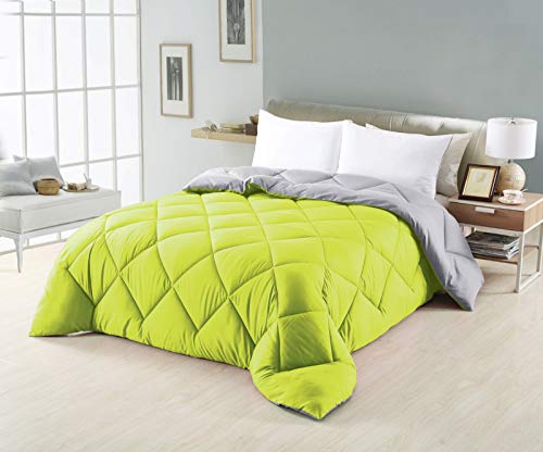 NH NOVOTEXTIL HOGAR Edredón nórdico de 350 g Reversible (Bicolor) Varias Medidas y Colores (Cama 150-240x240 cm, Verde/Gris)