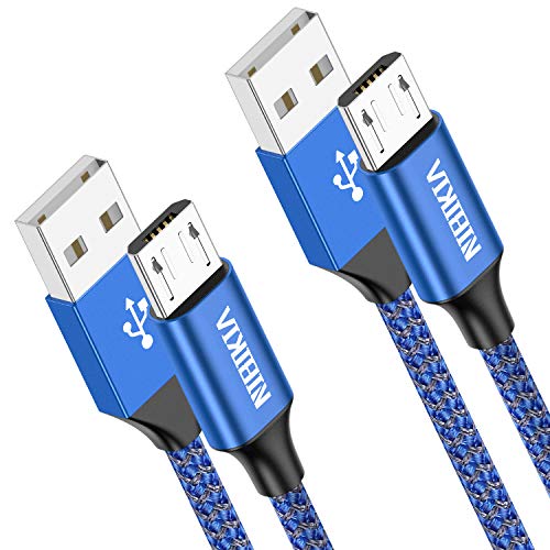 NIBIKIA Cable Micro USB,2 Pack[0.5m+0.5m] Carga Rápida Android Cable Android Nylon Movil Cables Cargador Compatible con Samsung S7 S6 S5 j7 j5 j3 Tablet Huawei Sony HTC Motorola Nexus LG PS4