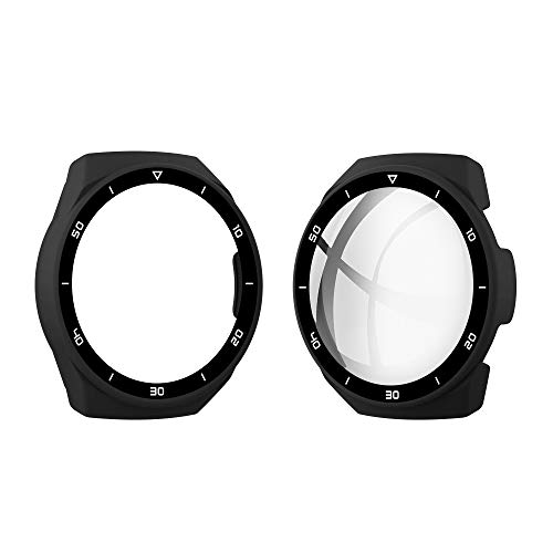 NIORFOA 2021 Nueva Caja de PC para Huawei Watch GT2E Funda de Vidrio Templado Tapa Completa Pantalla Protectora Protectora Protector de Pantalla (Band Color : Black, Band Width : Huawei GT 2E)