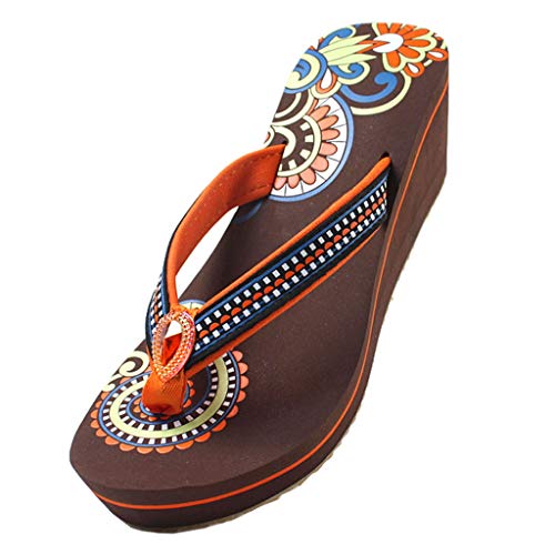 NYKK Chanclas Sandalias de Mujer Herringbone Slip Antideslizante para Mujer Zapatos de tacón Alto Zapatos de tacón Alto 2 Colores Chanclas de Mujer (Color : Brown, Size : 8#)