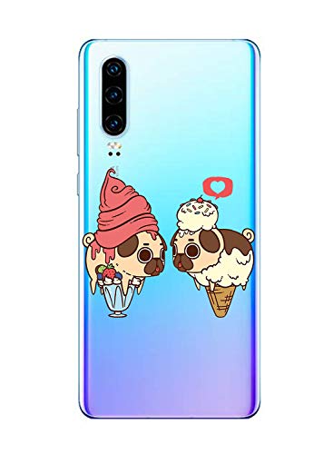 Oihxse Transparente Funda para Huawei Honor 20S/PLAY3 Ultrafina Silicona Suave TPU Carcasa Interesante Perro Patrón Flexible Protectora Estuche Antigolpes Anti-Choque (A7)