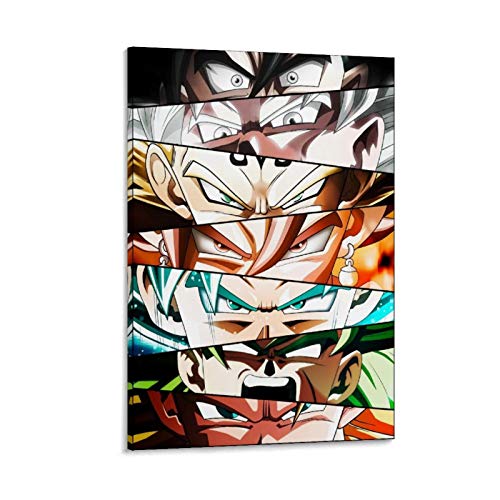 one1love Pósters Dragon Ball Z con diseño de ojos de dragón y bola Z, 3 pósteres para decoración de sala de estar, dormitorio, 20 x 30 cm, listos para colgar, enmarcado