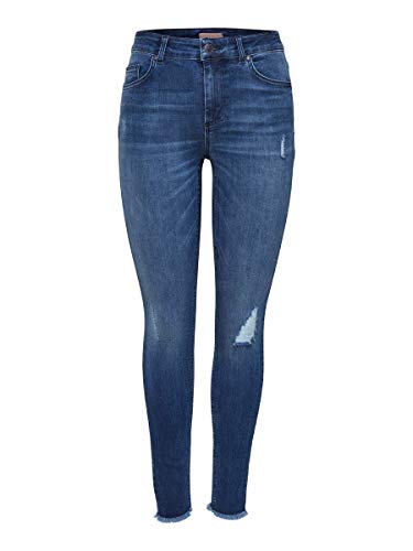 Only Nos Onlblush Mid Ank Raw Jeans Rea2077 Noos, Vaqueros Skinny para Mujer, Azul (Medium Blue Denim), W42/L30 (Talla del fabricante: X-Large)