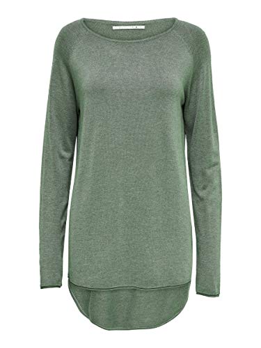 Only Onlmila Lacy L/s Long Pullover Knt Noos suéter, Verde (Chinois Green Detail: W. Melange), 40 (Talla del Fabricante: Medium) para Mujer