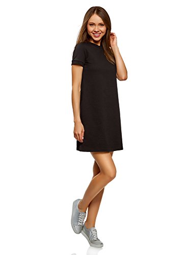 oodji Ultra Mujer Vestido Holgado de Punto, Negro, ES 40 / M