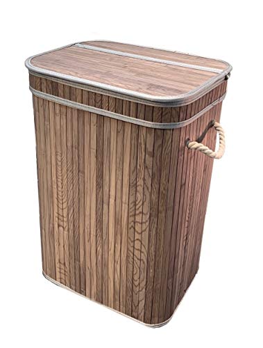 osoltus Camps Bay - Cesto para la ropa sucia (madera de bambú, 3 tamaños, 1 compartimento), color gris