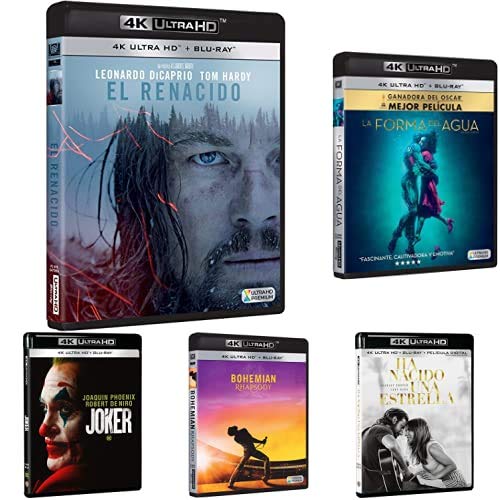 Pack Ganadoras de Oscar - Incluye: El Renacido + La Forma del Agua + Ha Nacido Una Estrella + Bohemian Rhapsody + Joker 4k UHD [BLU-Ray]